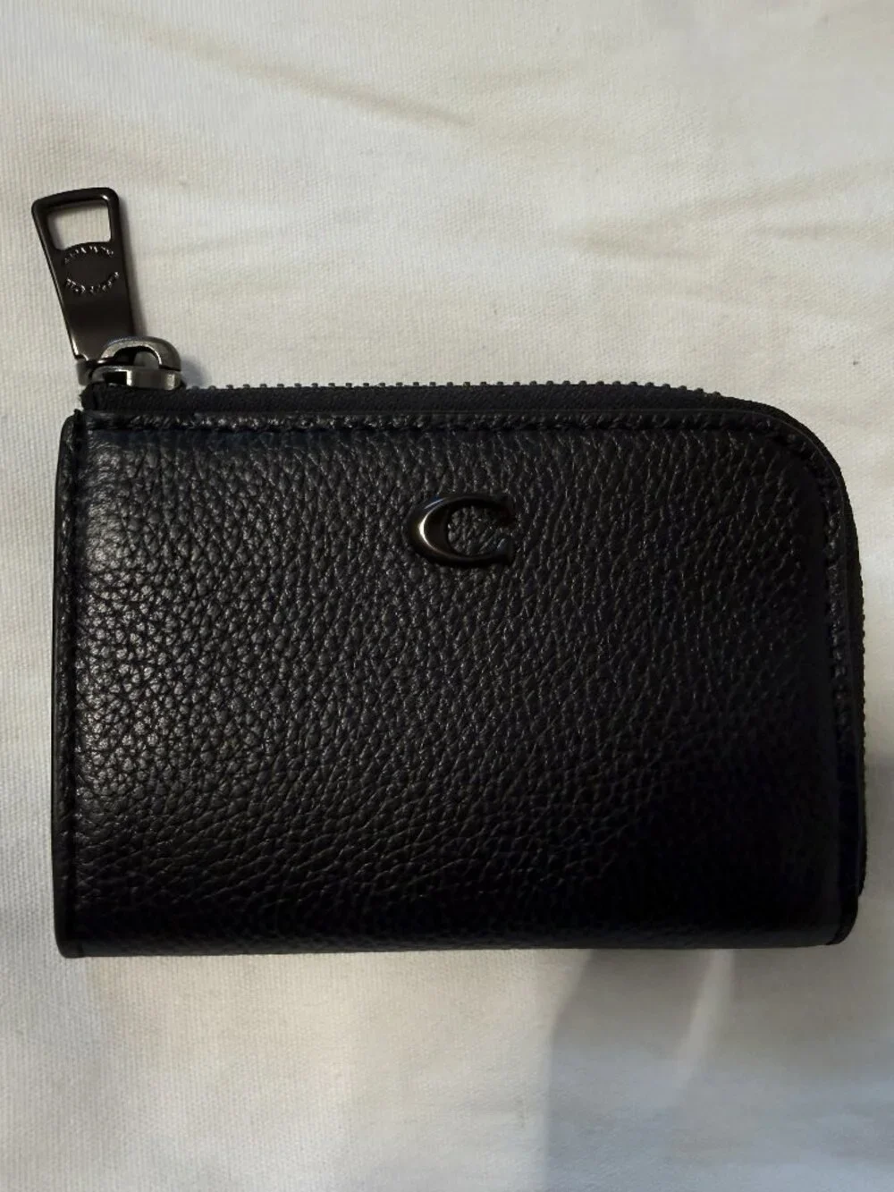 Coach L Zip Key Case Black Wallet